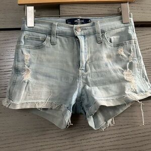 Hollister Women's Faded Blue Ripped Jean Shorts